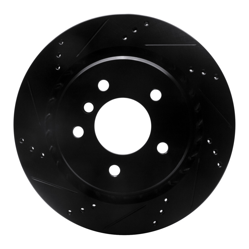 BMW Z3 Brake Rotor (1) - Rear - R1 Concepts - Drilled & Slotted - Black - `95-`02